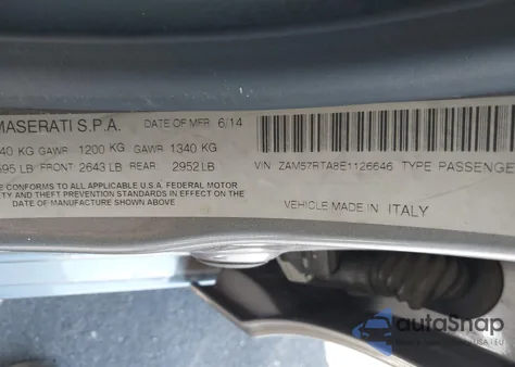 2014 Maserati Ghibli S Q4 z USA, uszkodzony, nr VIN ZAM57RTA8E1126646